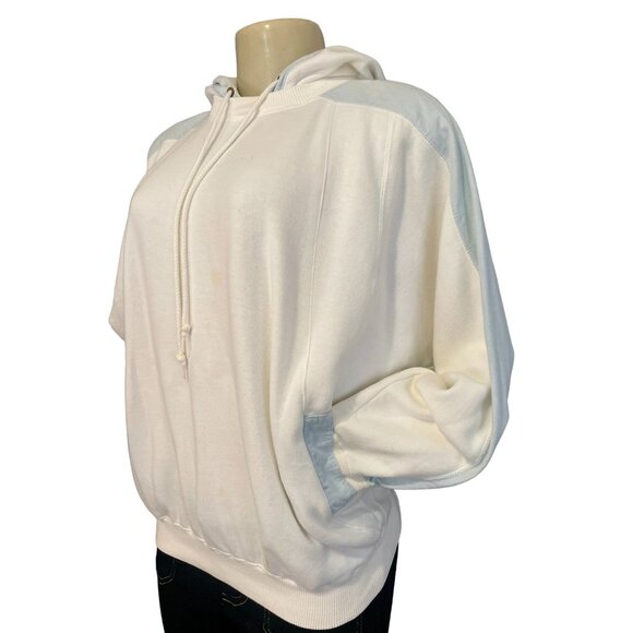Vintage 1980s Hoodie Sweatshirt by Liz Wear size M white & blue retro fashion. - Picture 4 of 10
